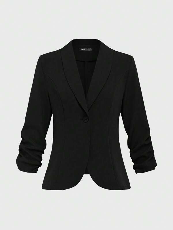 EMERY ROSE Women's Button 3/4 Sleeve Casual/Home/Outdoor Blazer