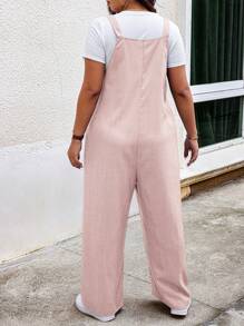 SHEIN LUNE Plus Size Solid Color Minimalist Fashion Jumpsuit, Suitable For Summer - Pink - View 2