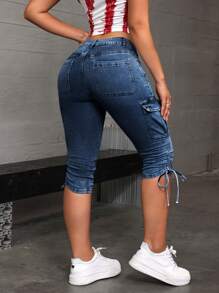 SHEIN ICON Pantalones vaqueros de moda sencilla para mujer, apropiados para el verano