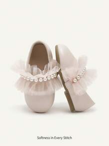 Cozy Pixies Spring/Summer Fashion Versatile Wedding Season Princess Style Lace Pearl Pink Soft Bottom Baby Flats