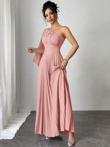 xheFirerie Nuevo estilo de vestido versátil sin mangas color azul claro plisado para mujerxhe - Rosa - Ver 4