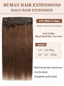 Brown #4 Invisible Wire Hair Extensions With Transparent Wire Adjustable Size 4 Secure Clips Long Straight Secret Hairpiece 12-22inch Invisible Clips Halo Hair Extensions - S4 - View 4