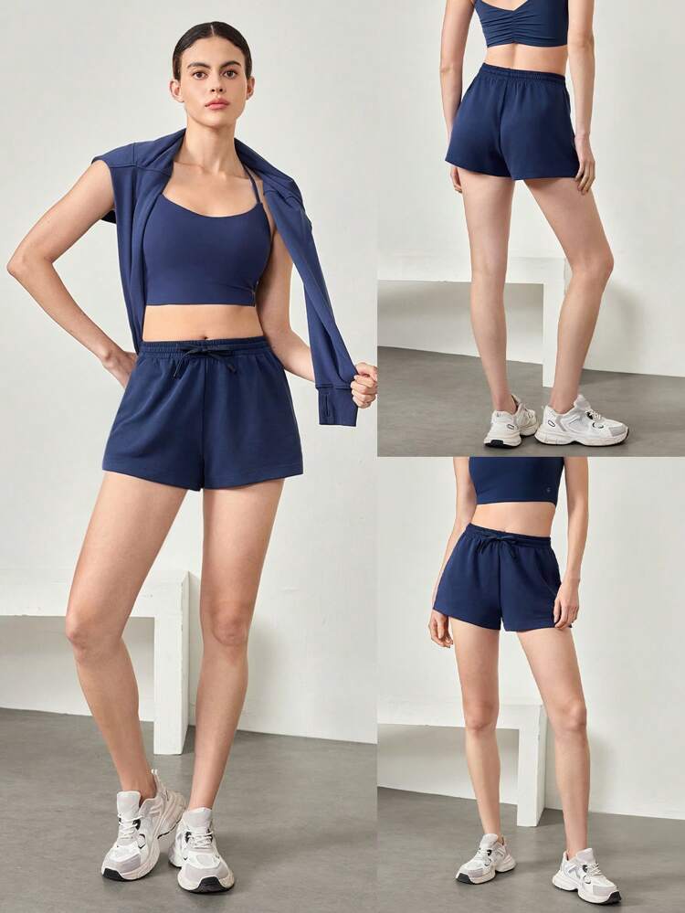 Modal Silky Smooth Light Lounge Adjustable Drawstring Waist Basic Shorts With Side Pockets Daily Casual Wear