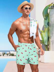 Manfinity Men's Simple Stylish Beach Shorts, Suitable For Summer