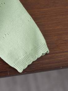 SHEIN Vintaside Kids Baby Girls/Toddlers' White Casual Simple Solid Color Short Knit Cardigan