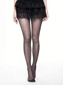 ROMWE Avant 1 双性感闪亮星星图案连裤袜，超薄弹力紧身裤