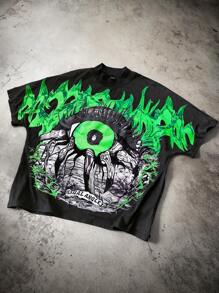 Manfinity Roghcode 男士圆领短袖印花休闲宽松上衣，日常穿着