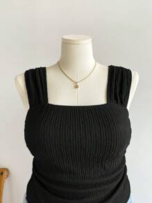 SHEIN Privé Débardeur simple et polyvalent en couleur unie pour femmes grandes tailles, élégant pour l'extérieur, les sorties, les vêtements printemps/été
