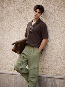 Maija 男士纯色工装口袋直筒宽松休闲裤