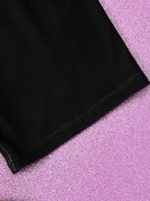 The Winx X SHEIN 少女卡通公主炫酷图案黑色舒适紧身裤