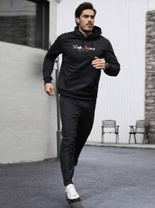 Gym Rark Áo nỉ trùm đầu in chữ dài tay có dây rút cho nam - màu đen - Xem 7