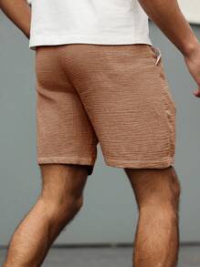 Manfinity Nomadique Shorts casuales de hombre con cordón en la cintura de color liso