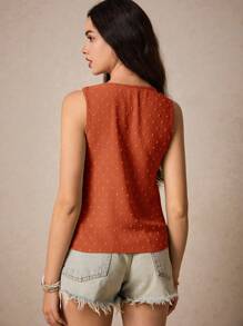 Poéselle 女士纯色无袖衬衫 夏季衣服 衬衫 夏季上衣 - 鏽棕色 - 查看 3