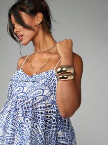 MISSGUIDED Summer Poplin Cami Top Bohemian Paisley Print Frill Babydoll Loose Fit Spaghetti Strap Tank Vacation Beach Resort Wear Blend - White - View 5