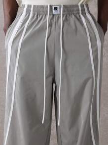 SUMWON Retro Athletic Track Pants Loose Fit Vertical Stripe Casual Sport Workout Training Gym Running Leisure Streetwear Spring Summer Fall