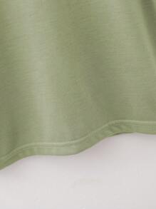 SHEIN Young Boy Solid Color Round Neck Loose Casual Short Sleeve T-Shirt - Green - View 4