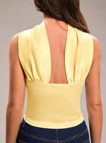 SHEIN BAE Women Solid Color Bandeau Top, Minimalist Fashion, Suitable For Summer,Butter Yellow - Yellow - View 6