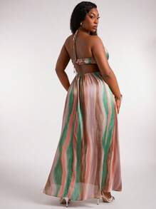 SHEIN SXY 大码女装春夏度假主题手工串珠吊带摆裙，适合日常穿着、音乐节、演唱会、狂欢派对、海滩度假、约会之夜、生日派对、单身派对、夜店、休闲、购物、街头风、外出等场合，易于搭配，显瘦，凸显身材，修饰身形，弹性腰身 - 彩色 - 查看 8