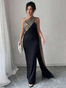 Rafferiza 女士金属褶皱紧身连衣裙