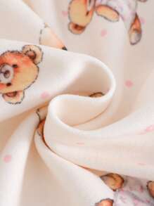 Cozy Pixies 女婴拼色芭蕾主题荷叶边领长袖开衫和裤子 2 件套