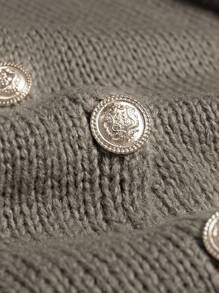 INAWLY 大码休闲纯色插肩宽松单排扣开衫，冬季