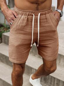 Manfinity Nomadique Shorts casuales de hombre con cordón en la cintura de color liso