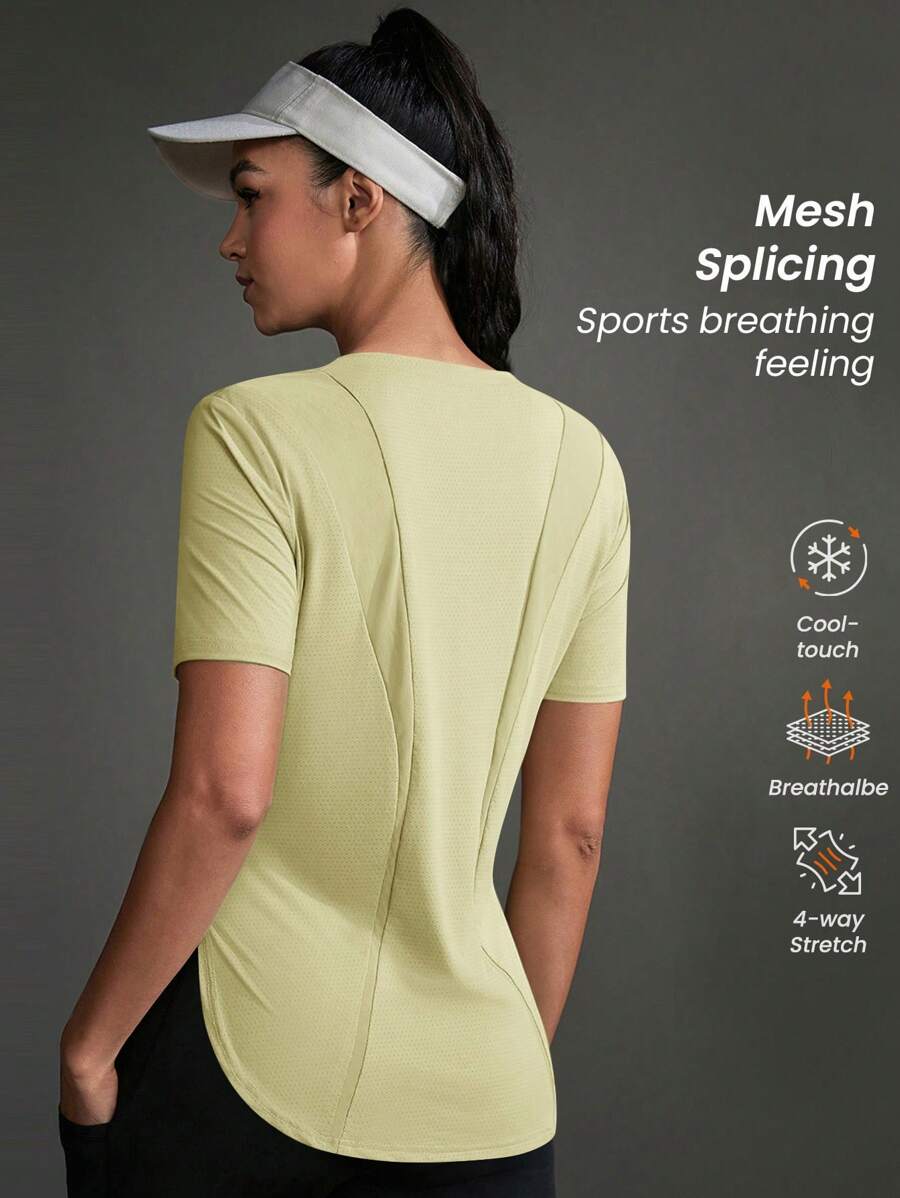 Exploreva Women's Solid Color Crew Neck Short Sleeve Casual Sports T-Shirt Gym Shirts