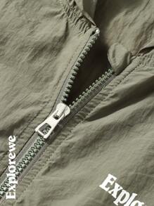 2pcs Girls' Casual Letter Print Hooded Jacket & Mini Skirt Set, Suitable For Spring/Summer Outdoor Activities - Multicolor - View 3