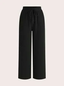 Poéselle Pantaloni de vară cu buzunare înclinate cu cravată în față Pantaloni largi casual din bumbac in mai multe piese, casual, confortabili și respirabili, potriviți pentru îmbrăcămintea zilnică de vacanță - Multicolor - Vizualizare 6