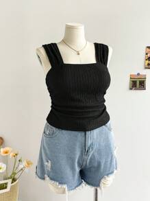 SHEIN Privé Débardeur simple et polyvalent en couleur unie pour femmes grandes tailles, élégant pour l'extérieur, les sorties, les vêtements printemps/été