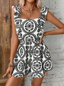 SHEIN Frenchy Bộ đồ liền thân trang trí nơ thắt lưng cho nữ - màu đen - Xem 4