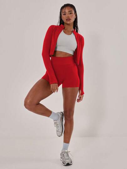 Musera Sport Ribbed High Waist Seamless Fitted Active-Wear Shorts, Padel, Tennis, Pickleball Gym Fitness Yoga Pilates Daily Casual