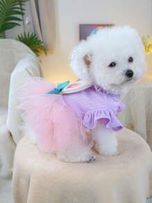 PETSIN 1pc Dog Skirt Princess Style Dress, Suitable For Shih Tzu, Pomeranian, Teddy And Other Small Cats And Dogs - Purple - View 8