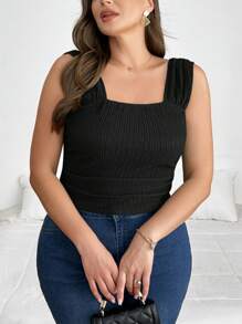 SHEIN Privé Débardeur simple et polyvalent en couleur unie pour femmes grandes tailles, élégant pour l'extérieur, les sorties, les vêtements printemps/été