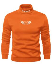 Manfinity LEGND Men's Wing Pattern High Neck Long Sleeve Casual Sweatshirt - Orange - View 2