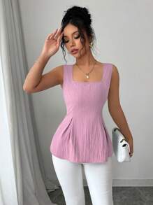 Elenzga Áo cánh không tay cổ buộc màu xanh thanh lịch cổ điển mới cho đi làm và đi nghỉ - Hồng - Xem 5