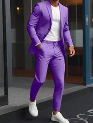 Manfinity Mode 男士纯色休闲商务西装套装（夹克和裤子）