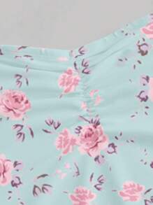 SHEIN MOD فستان اﻵراء خط- أ مطوي الخصر مربوط اﻷكتاف، مناسب للصيف