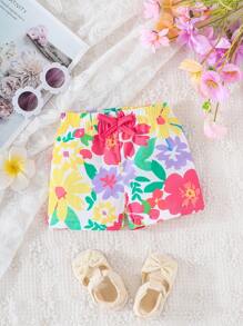 3pcs Baby Girls Floral Print Colorful Shorts Set - Multicolor - View 4