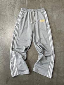 PAVTROS 男式休闲拼色条纹抽绳腰运动裤 - 淺灰色 - 查看 1