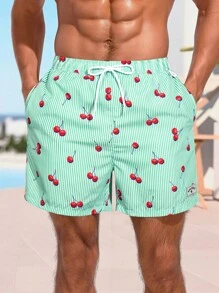 Manfinity Men's Simple Stylish Beach Shorts, Suitable For Summer