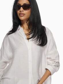 MISSGUIDED Conjunto coordinado de verano de lino con camisa de botones de cuello suelto y pantalones cortos, conjunto de dos piezas para vacaciones en la playa, resort casual y uso en casa