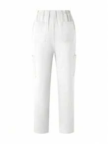 TaskEZ Conjunto Uniforme de Verão Simples de Manga Curta com Bolso na Parte Superior e Calça, Conjuntos de Scrubs