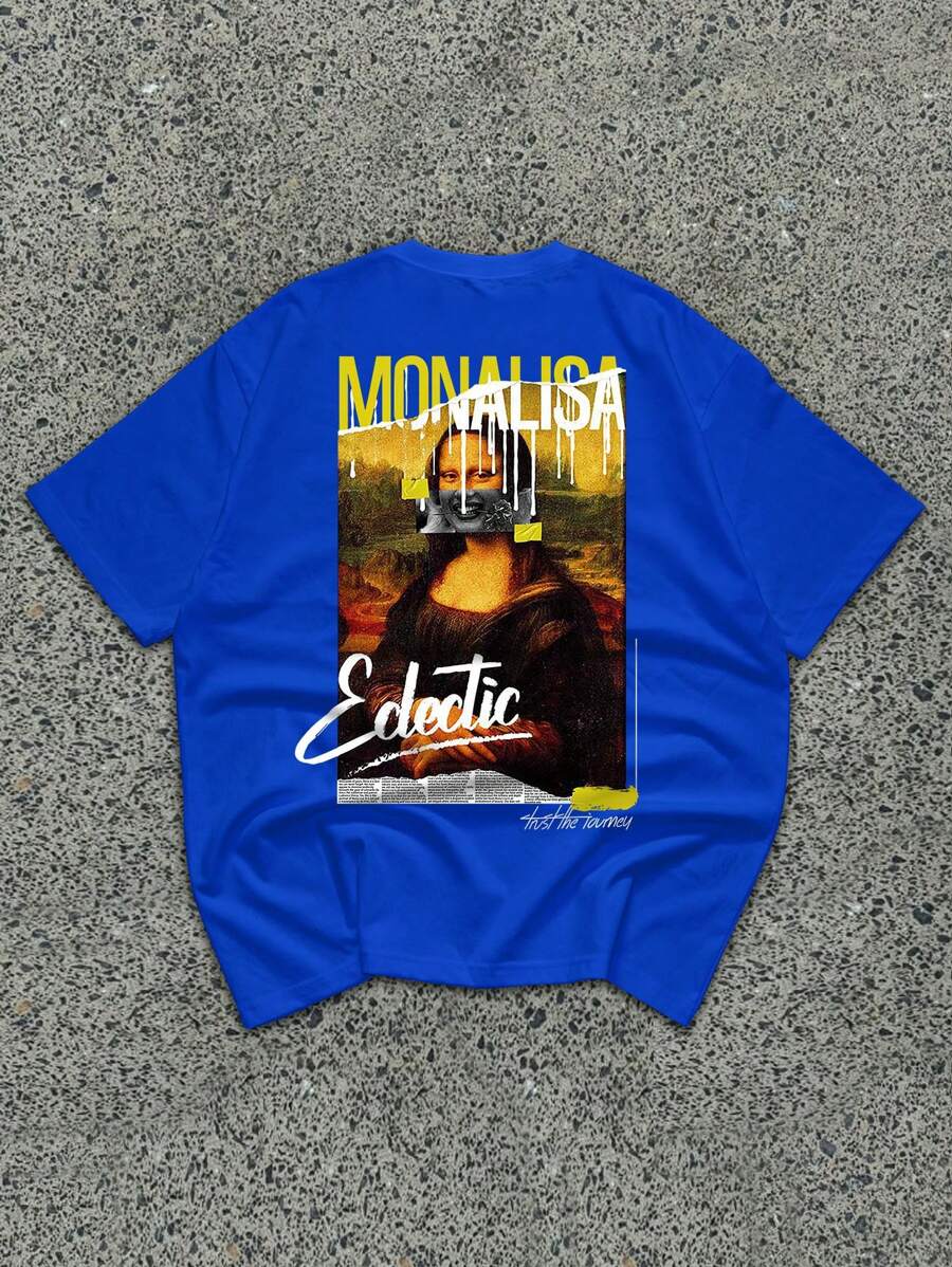 Manfinity EMRG Men's Round Neck Short Sleeve T-Shirt, Simple And Fashionable, Suitable For Summer - Blue - View 1