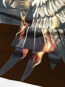 Manfinity LEGND 夏季男士大码休闲老鹰印花上衣 - 咖啡棕 - 查看 3