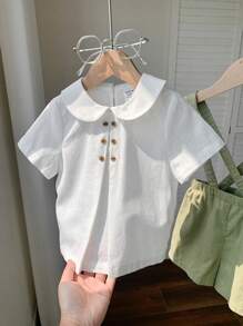 2 件装 Babyboy 可爱百搭领衬衫和吊带短裤套装，适合生日派对、晚会、表演、婚礼、一个月庆祝、洗礼和一周岁生日、婴儿送礼会、婚礼嘉宾、花童、指环童、花童 - 彩色 - 查看 4