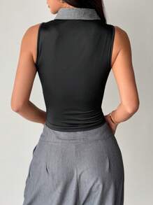SHEIN Essnce Áo sơ mi kẻ sọc cổ bẻ cài nút phía trước cho nữ - Nhiều màu - Xem 2