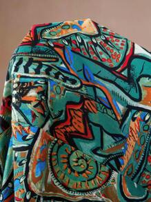 EMERY ROSE 加大码 V 领印花无袖连体裤，后背有隐形拉链 - 彩色 - 查看 5