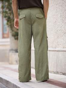 Maija 男士纯色工装口袋直筒宽松休闲裤