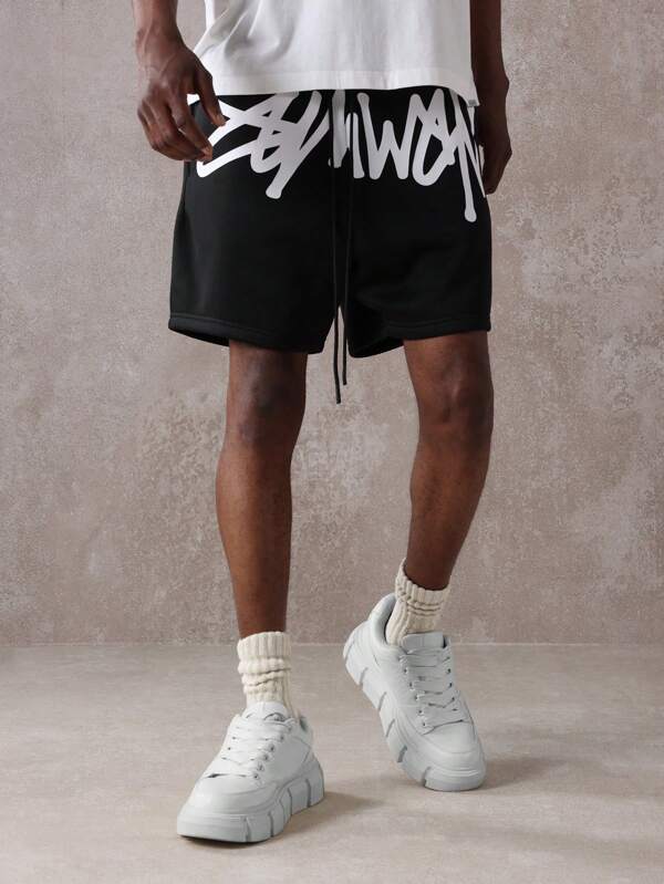SUMWON Athletic Drop Crotch Summer Shorts Street Style Urban Fashion Casual Gym Training Basketball Running Drawstring Graphic Print Shorts For Men Youth